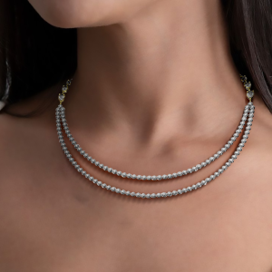 Rounded Pearl With Diamond Necklace
